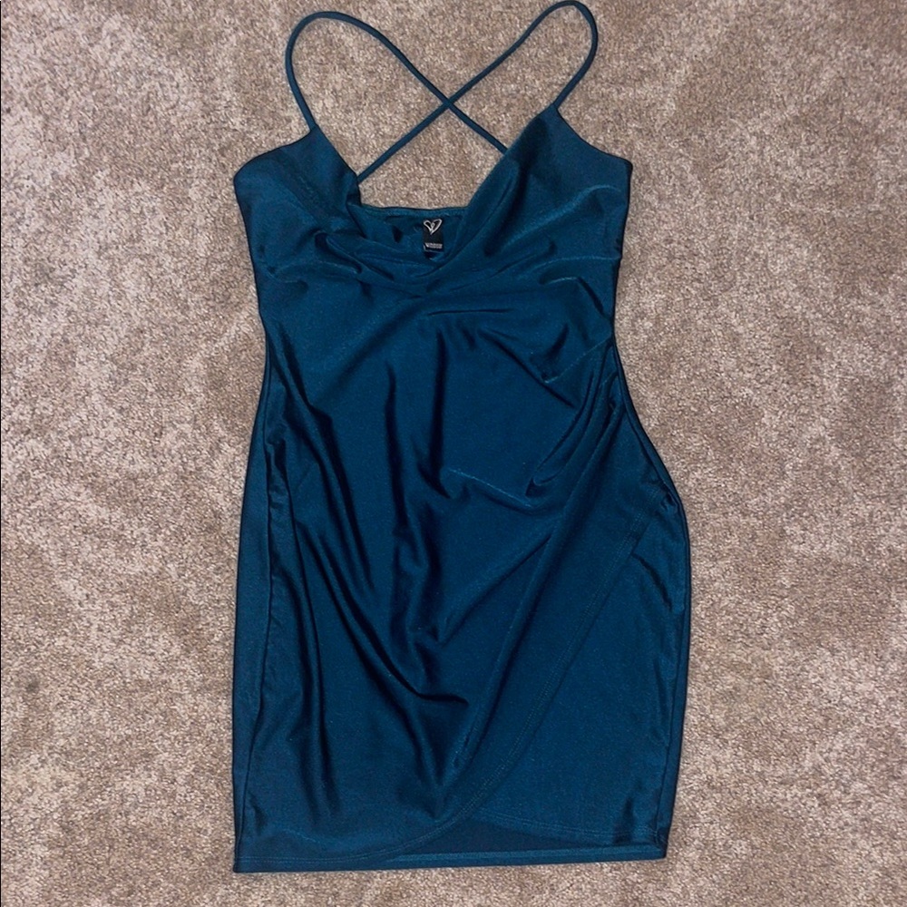 Windsor Teal Cross-Back Dress